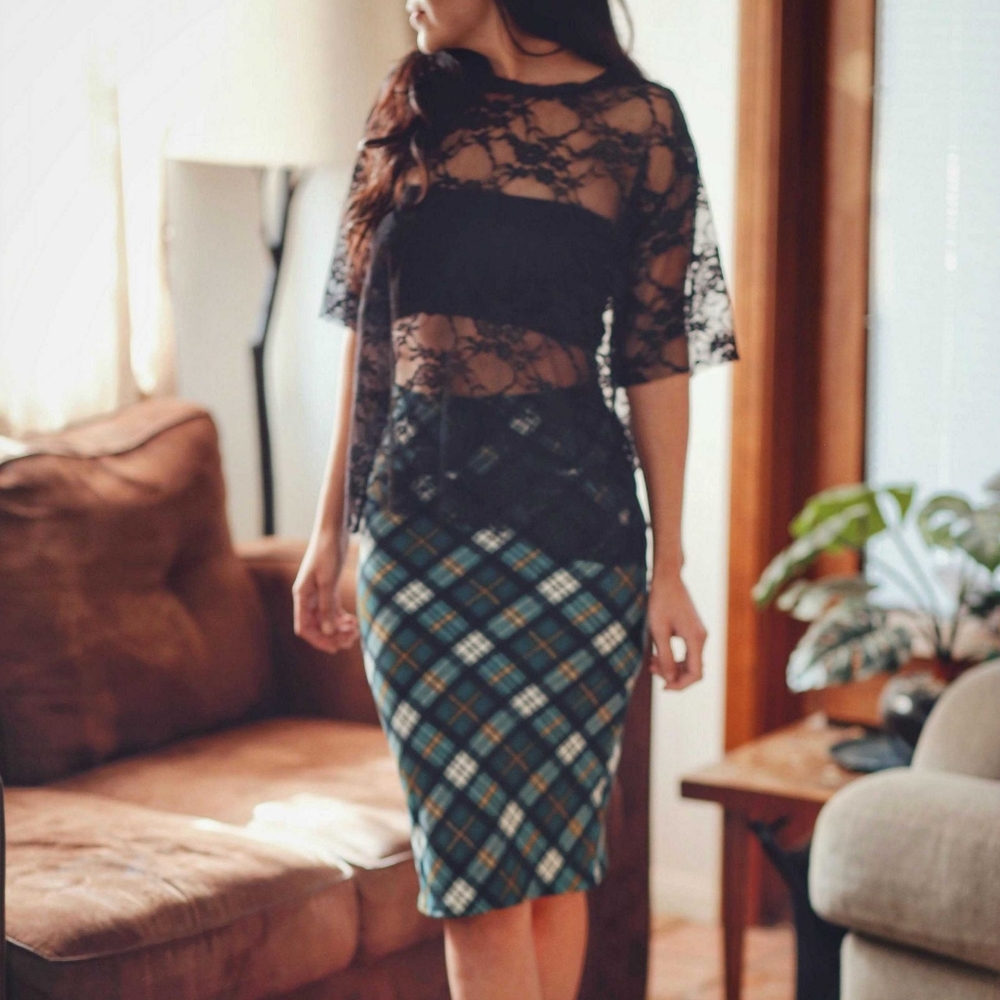Plaid Pencil Skirt